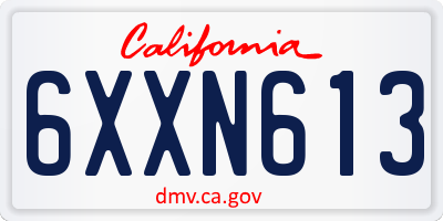 CA license plate 6XXN613