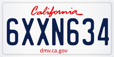 CA license plate 6XXN634