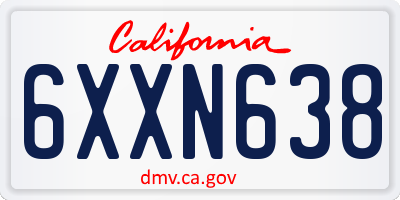 CA license plate 6XXN638