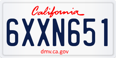 CA license plate 6XXN651