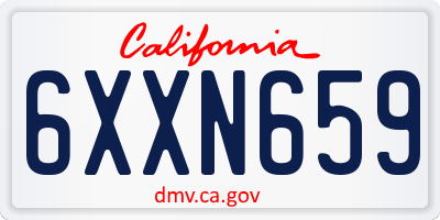 CA license plate 6XXN659