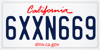 CA license plate 6XXN669