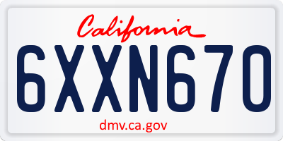 CA license plate 6XXN670