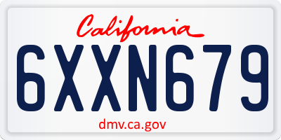CA license plate 6XXN679