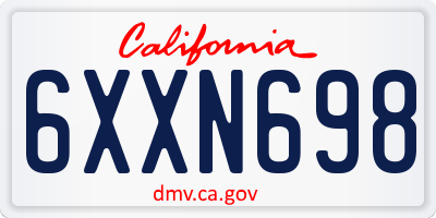 CA license plate 6XXN698