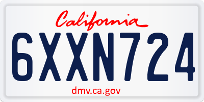 CA license plate 6XXN724