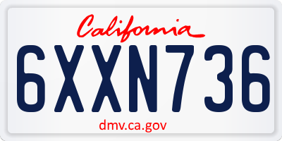 CA license plate 6XXN736