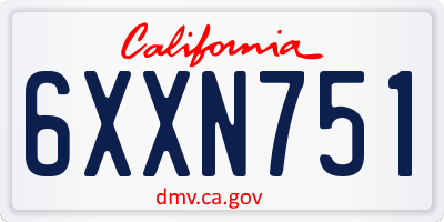 CA license plate 6XXN751