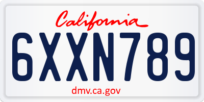 CA license plate 6XXN789