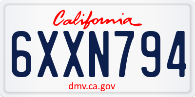 CA license plate 6XXN794