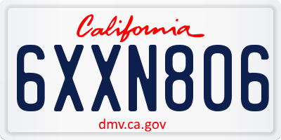 CA license plate 6XXN806