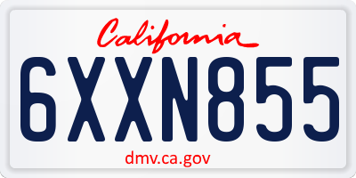 CA license plate 6XXN855