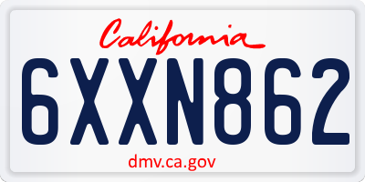 CA license plate 6XXN862