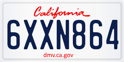 CA license plate 6XXN864