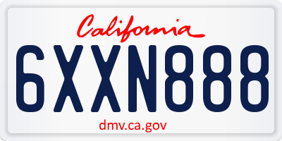 CA license plate 6XXN888