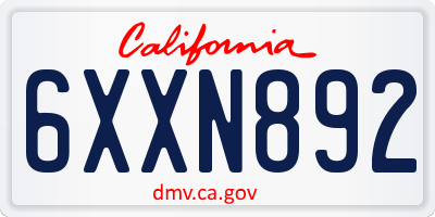 CA license plate 6XXN892