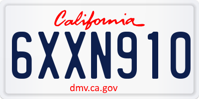 CA license plate 6XXN910