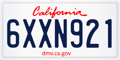 CA license plate 6XXN921