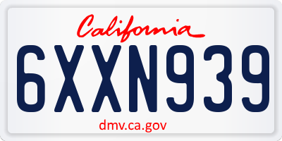 CA license plate 6XXN939
