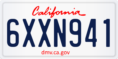 CA license plate 6XXN941