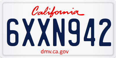 CA license plate 6XXN942