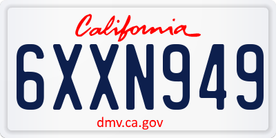 CA license plate 6XXN949