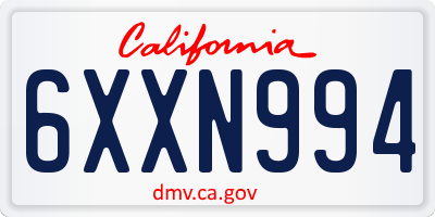 CA license plate 6XXN994