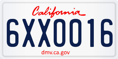 CA license plate 6XXO016