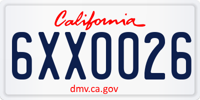 CA license plate 6XXO026