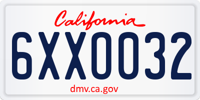 CA license plate 6XXO032