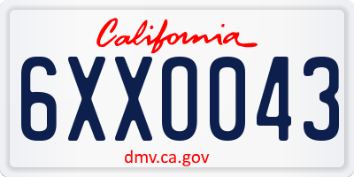 CA license plate 6XXO043