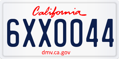 CA license plate 6XXO044