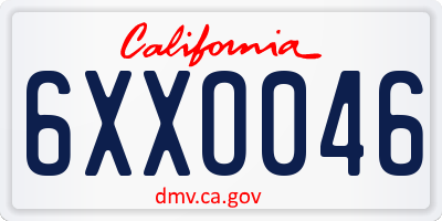 CA license plate 6XXO046