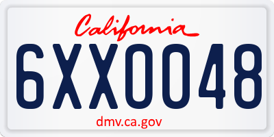 CA license plate 6XXO048