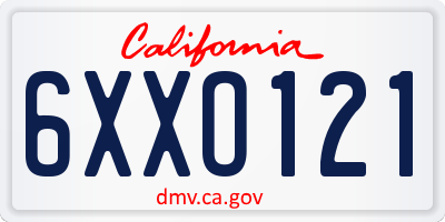 CA license plate 6XXO121