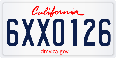 CA license plate 6XXO126