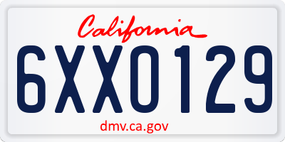 CA license plate 6XXO129