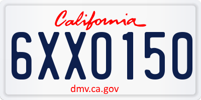 CA license plate 6XXO150