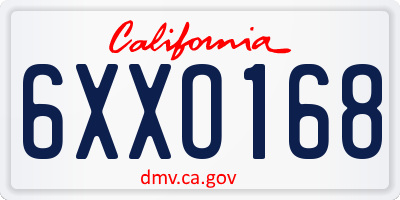 CA license plate 6XXO168