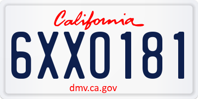 CA license plate 6XXO181