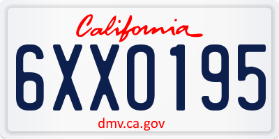 CA license plate 6XXO195