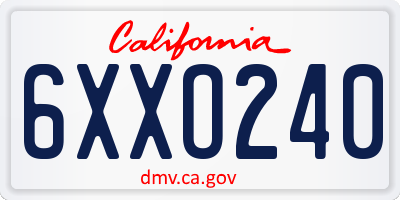 CA license plate 6XXO240