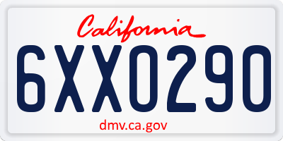 CA license plate 6XXO290