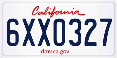 CA license plate 6XXO327