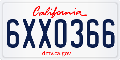 CA license plate 6XXO366