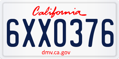 CA license plate 6XXO376