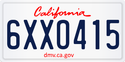CA license plate 6XXO415
