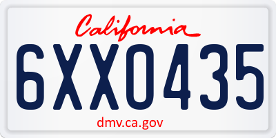 CA license plate 6XXO435