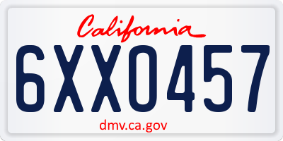 CA license plate 6XXO457