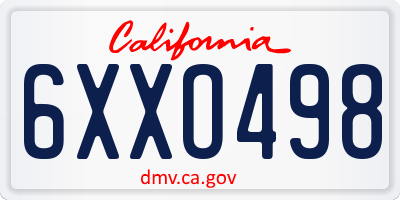 CA license plate 6XXO498